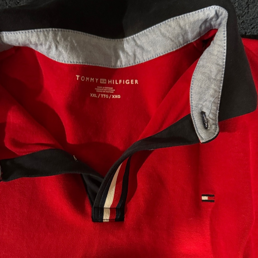 Tommy Hilfiger Men's Polo Shirt in Red and Black